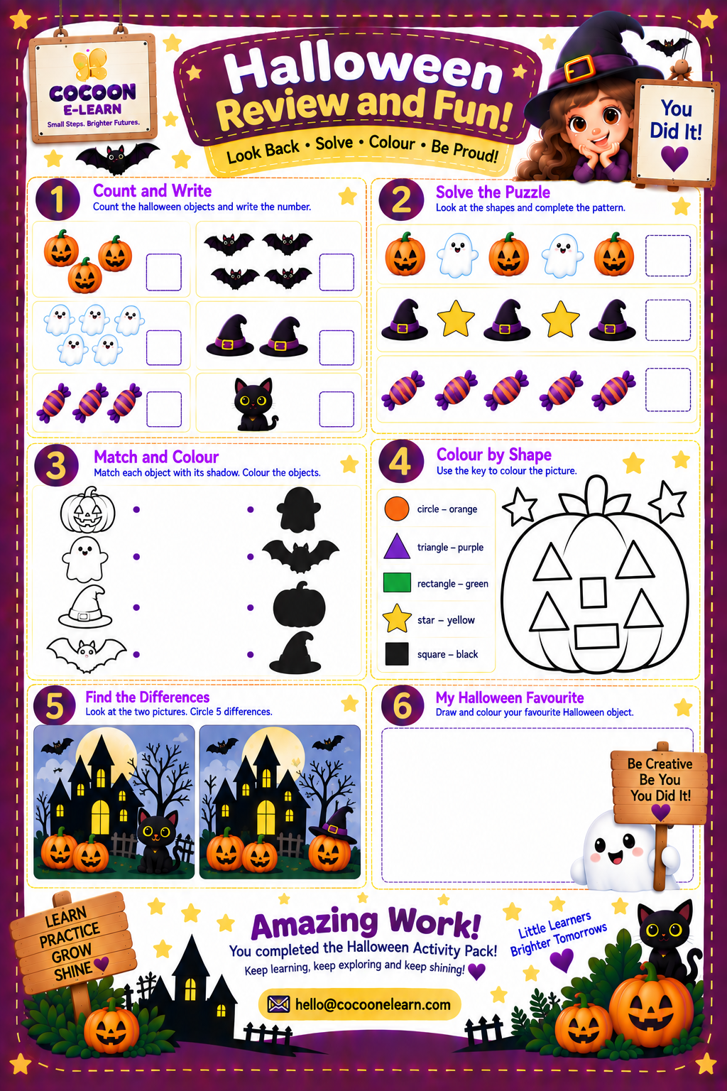 30 Printable Halloween Educational Worksheets for Kids — Cocoon E-Learn